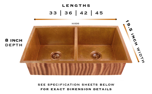 Heritage Double Bowl copper undermount sink