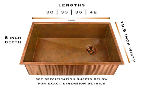 Heritage Undermount Pure copper sink specs