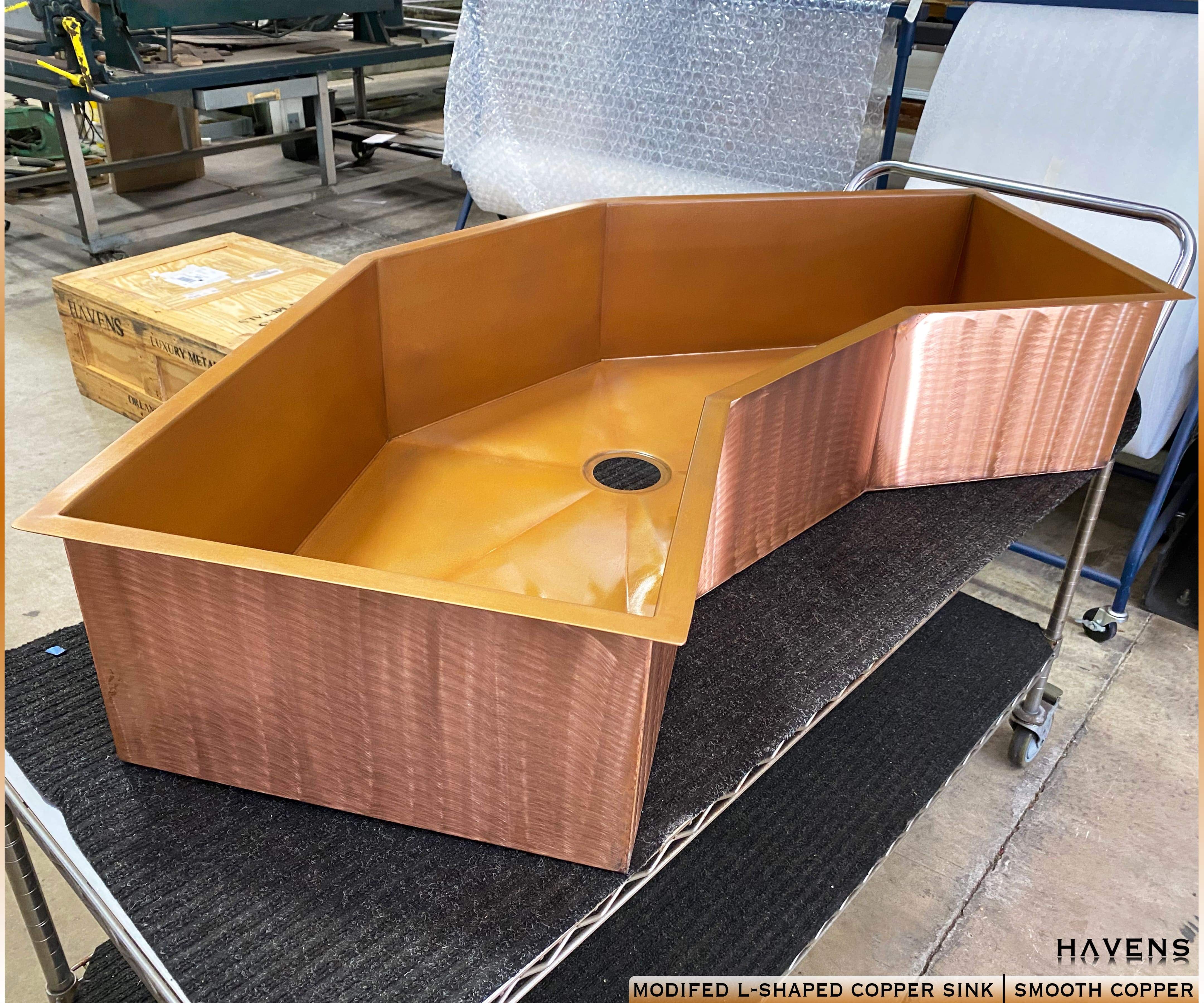 Custom Double Drainboard Sink - Pure Copper