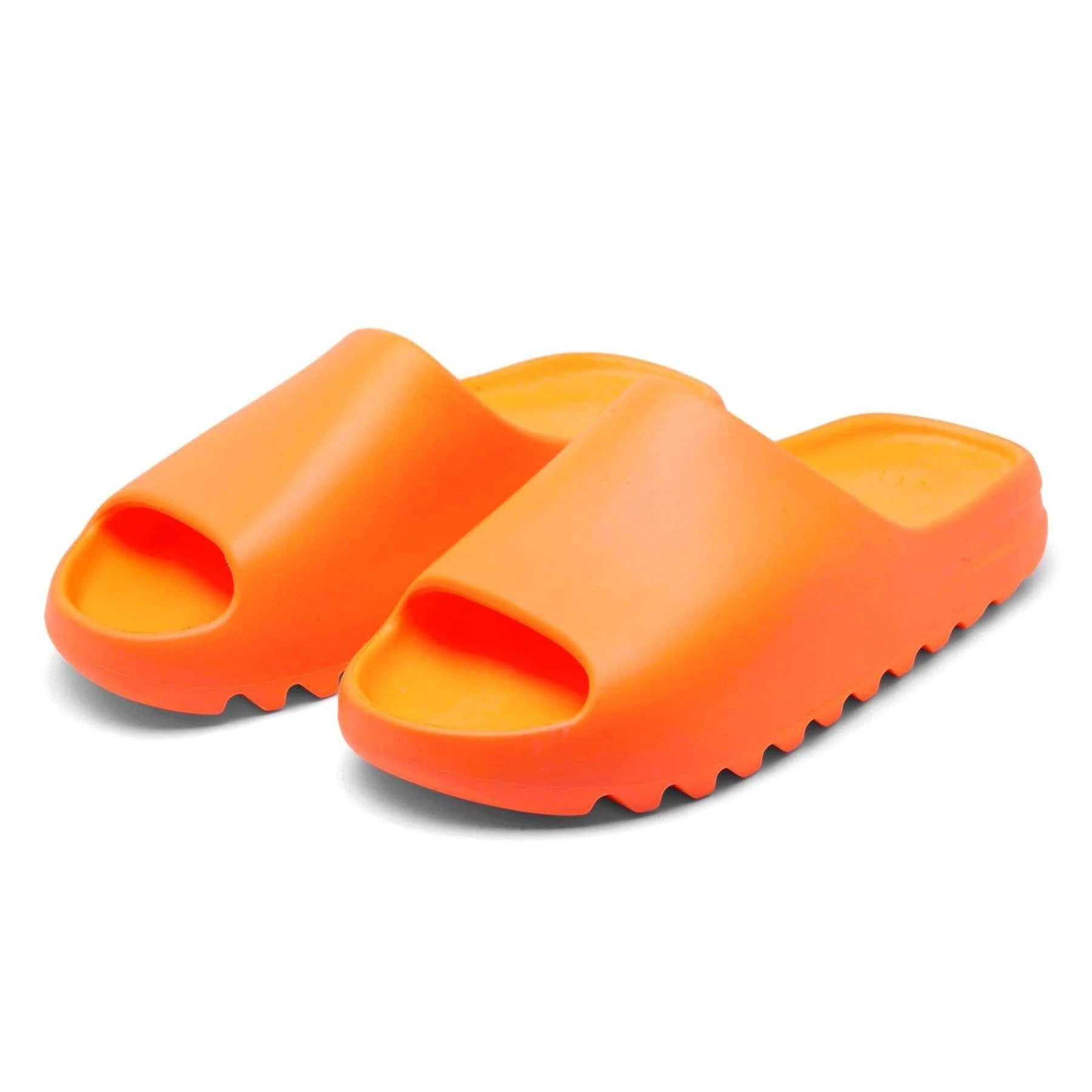 orange yeezy slides women