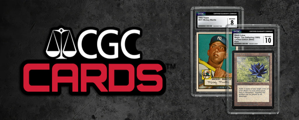 CGC logo displayed alongside two CGC graded slabs set against a gray background