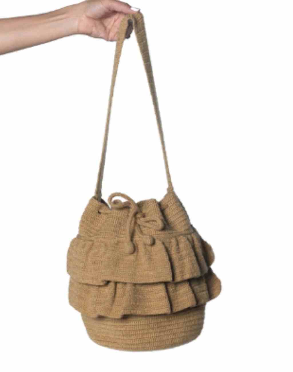 Fendi Neutral First Small Macramé Raffia Clutch Bag in Natural