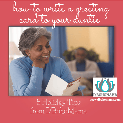 Black woman with gray hair wearing a steel blue turtle neck sweater. She is smiling with her fist on her chin reading a holiday greeting card with poinsettias. gift for her, gift for mom, handmade card, greeting card, Christmas card, greet card writing tips, gift guide, made in DC, 