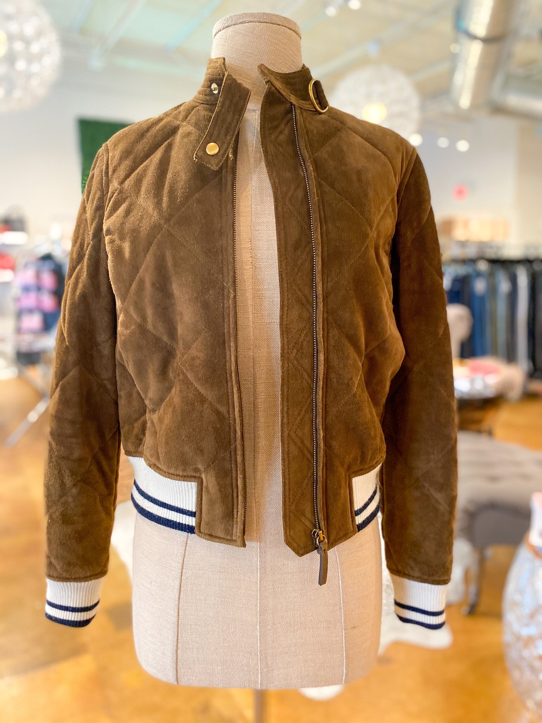 Tory Burch Suede Bomber Jacket - dress. Raleigh Consignment