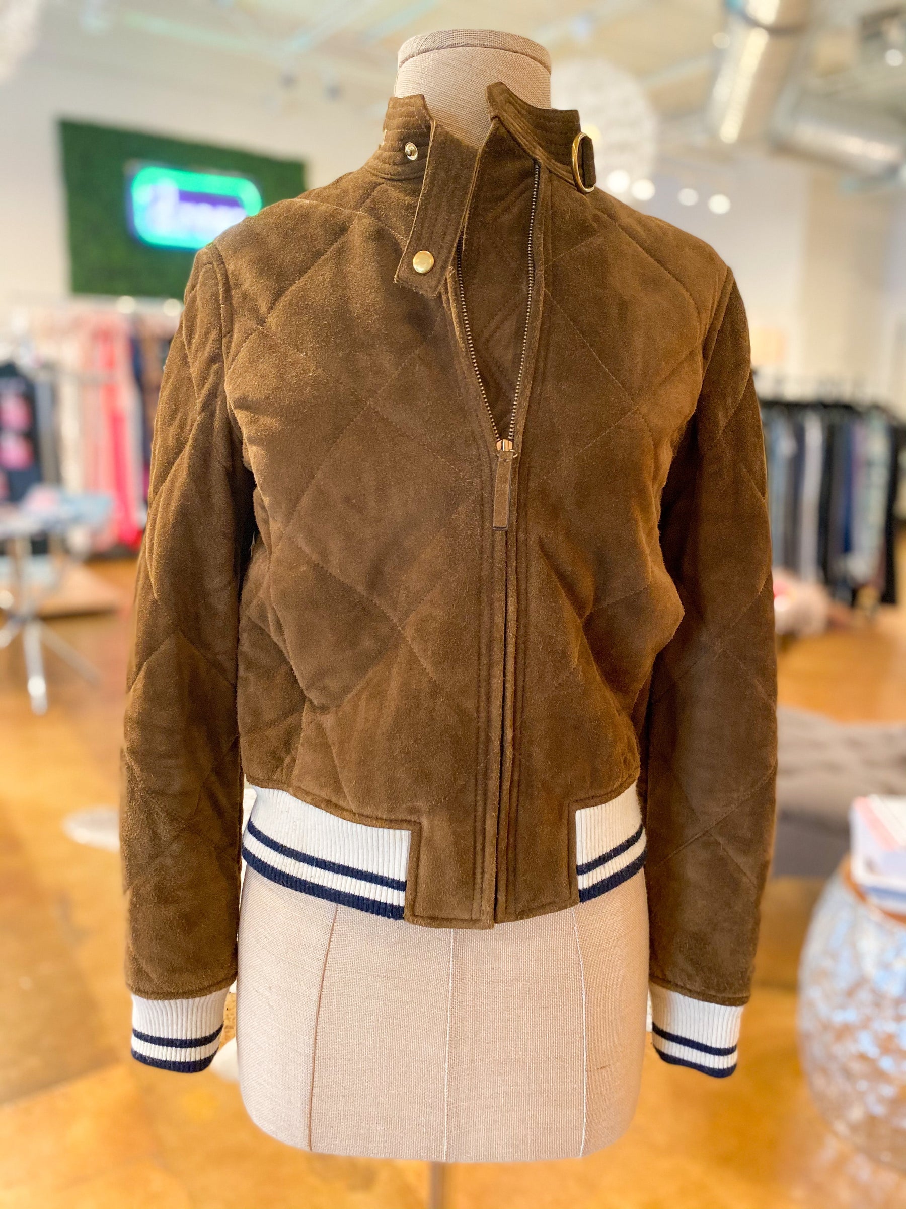 Tory Burch Suede Bomber Jacket - dress. Raleigh Consignment