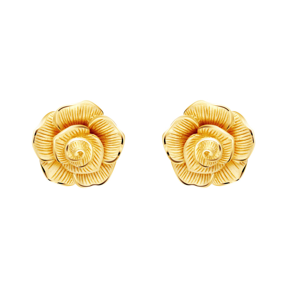 24K Pure Gold Stud Earrings:Golden Swirl Collection – Prima Gold Official