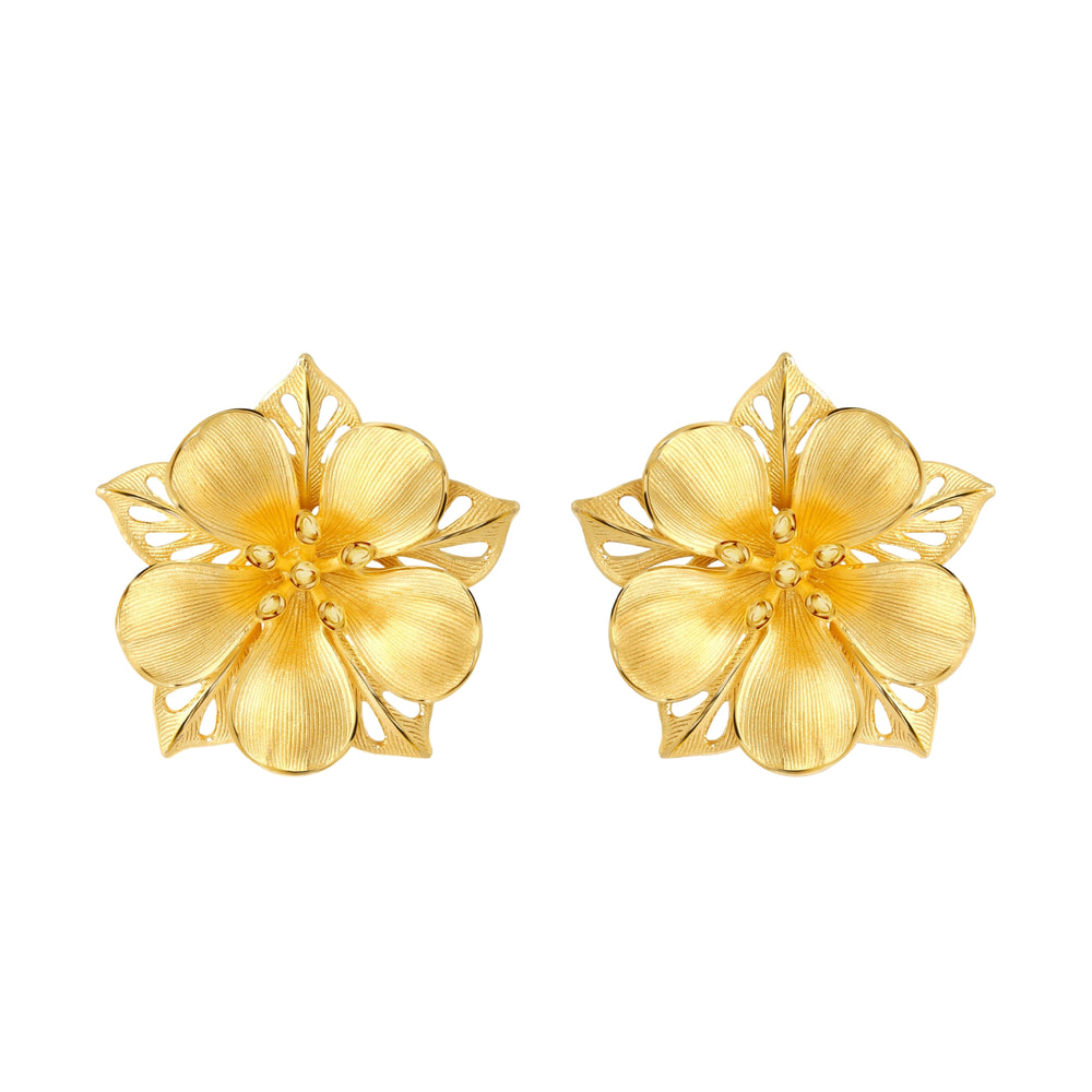 24K Pure Gold Stud Earrings:Golden Swirl Collection – Prima Gold Official