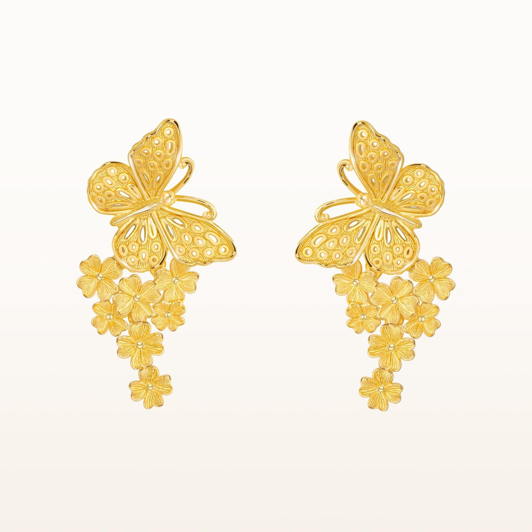 24K Pure Gold Stud Earrings:Golden Swirl Collection – Prima Gold Official