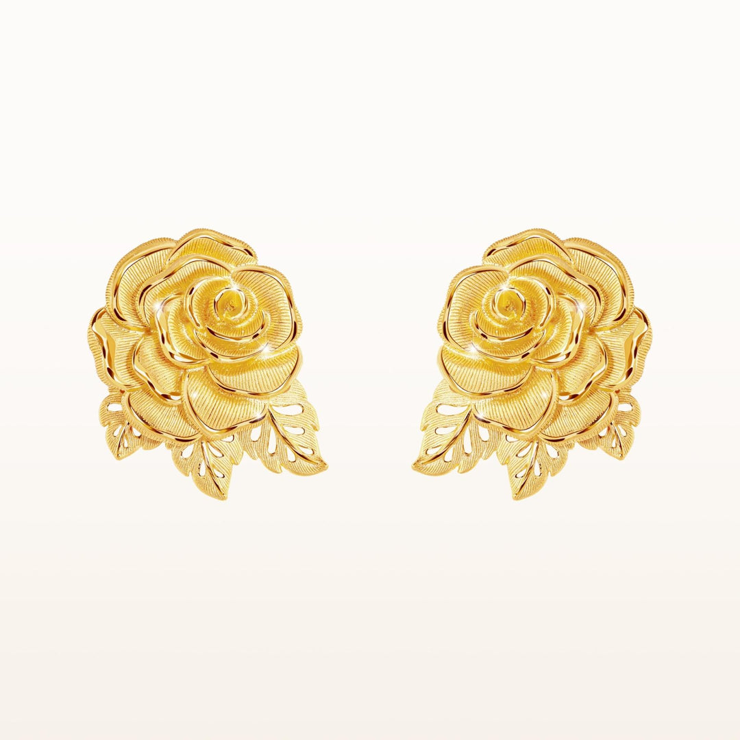 24K Pure Gold Stud Earrings:Golden Swirl Collection – Prima Gold Official