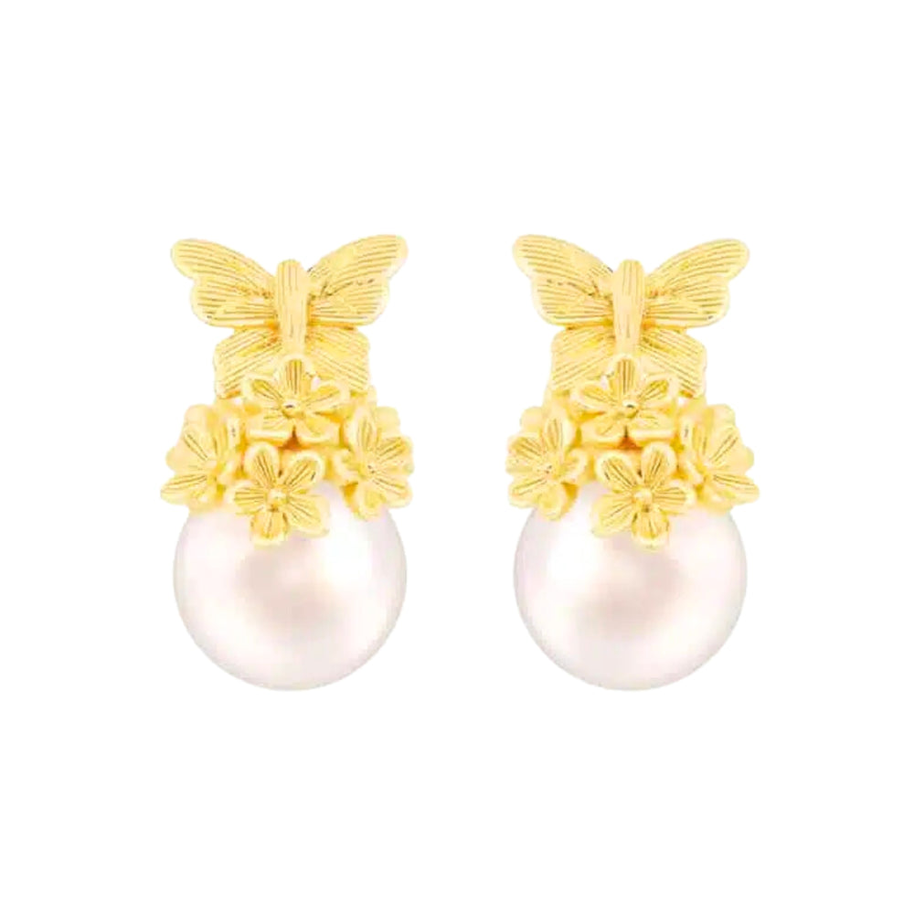 24K Pure Gold Stud Earrings:Golden Swirl Collection – Prima Gold Official