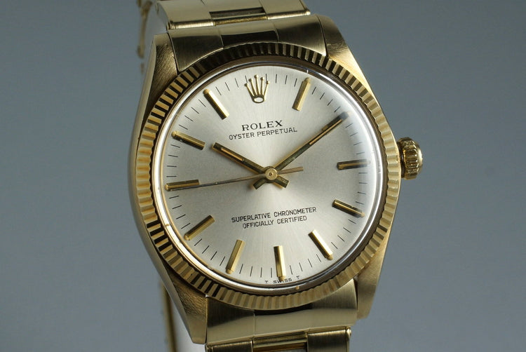 1977 Rolex YG Oyster Perpetual 1005 with Box and Papers