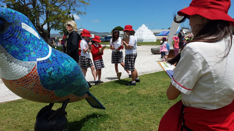 School Tour at NZ Sculpture OnShore at Fort Takapuna, Auckland