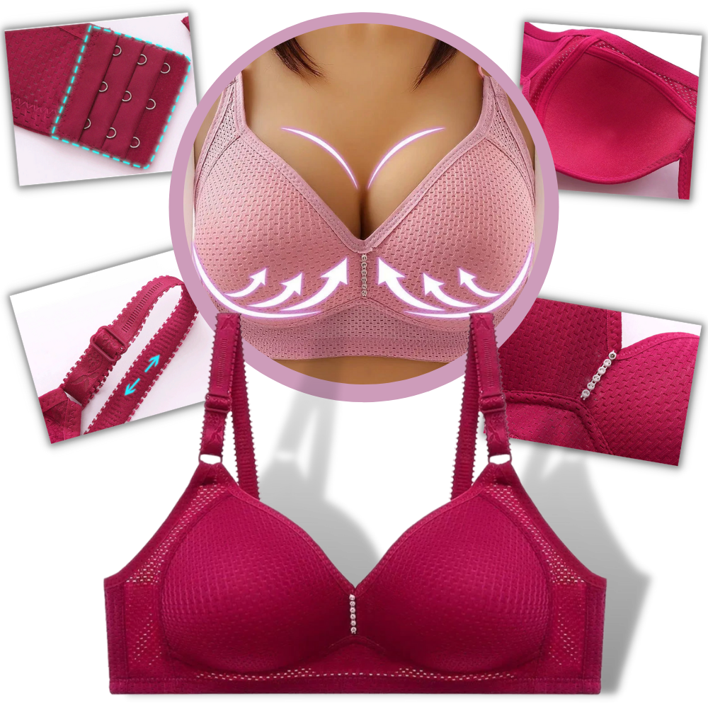 Muxika Women's Plus Size Wireless Bra Front Closure Push Up Bras for Women,  Lace Wire Free Full Cup Shaping Everyday Bra with Wide Straps