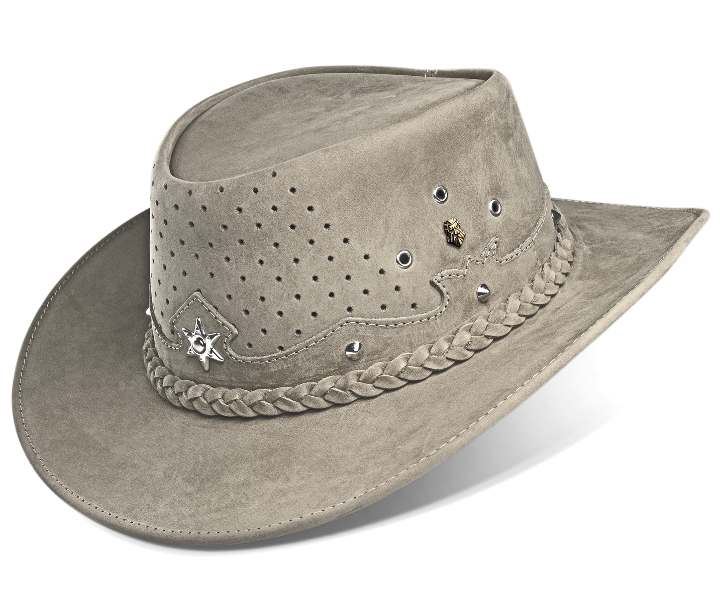 Cowboy Hat Western Gray Real Leather for Mens and Womens Australian Country Man Style - Zalupe