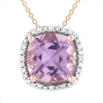 Effy Womens 1/7 CT. T.W. Diamond & Genuine Purple Amethyst 14K Rose Gold  Pendant Necklace - JCPenney