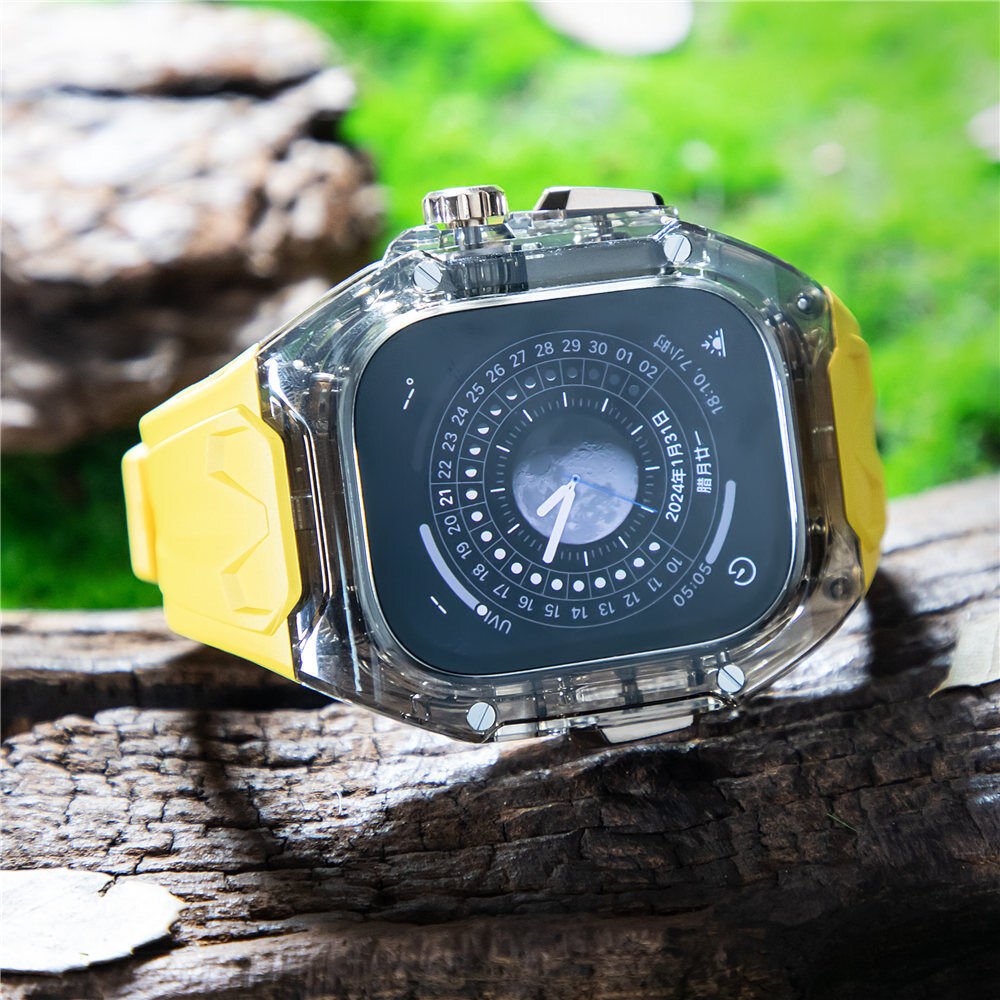 49MM Yellow Black Luxury Transparent Case by Shopyholy Compatible for Apple Watch Ultra