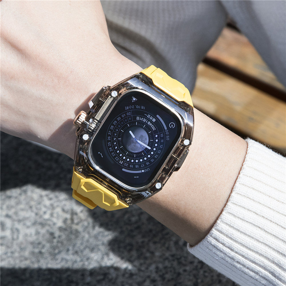 49MM Yellow Black Luxury Transparent Case by Shopyholy Compatible for Apple Watch Ultra
