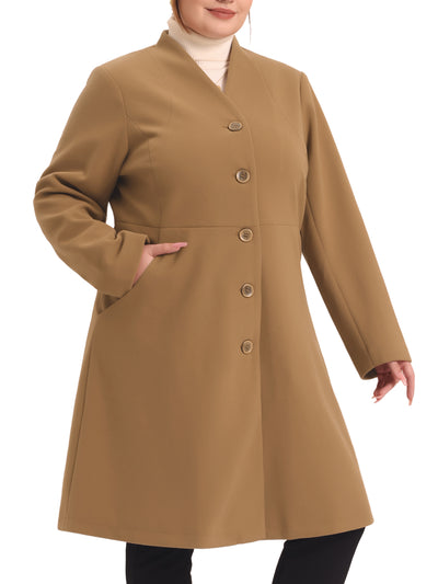 Agnes Orinda Women's Plus Size Coat A-Line Peter Pan Collar Double