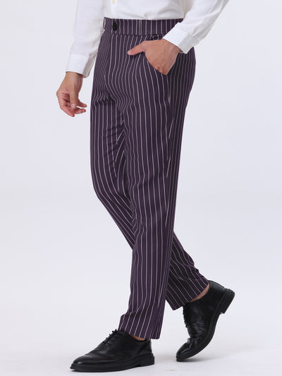 Lars Amadeus Men's Stripe Dress Pants Slim Fit Vertical Stripe Formal Pants  Business Trousers