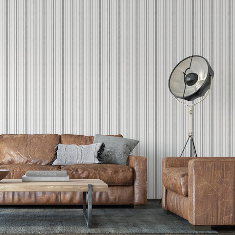 ticking stripe masculine wallpaper from Ayara luxury peel and stick adhesive removable wallpaper