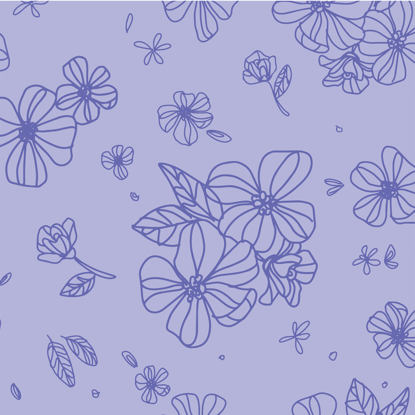Stenciled Flowers Wallpaper - Purple