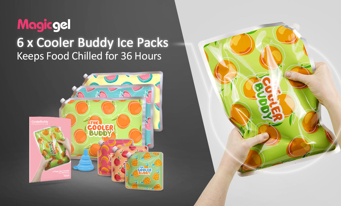 Magic Gel Reusable Ice Packs for Kids Lunch Box and Cooler Bag, 6 pcs 