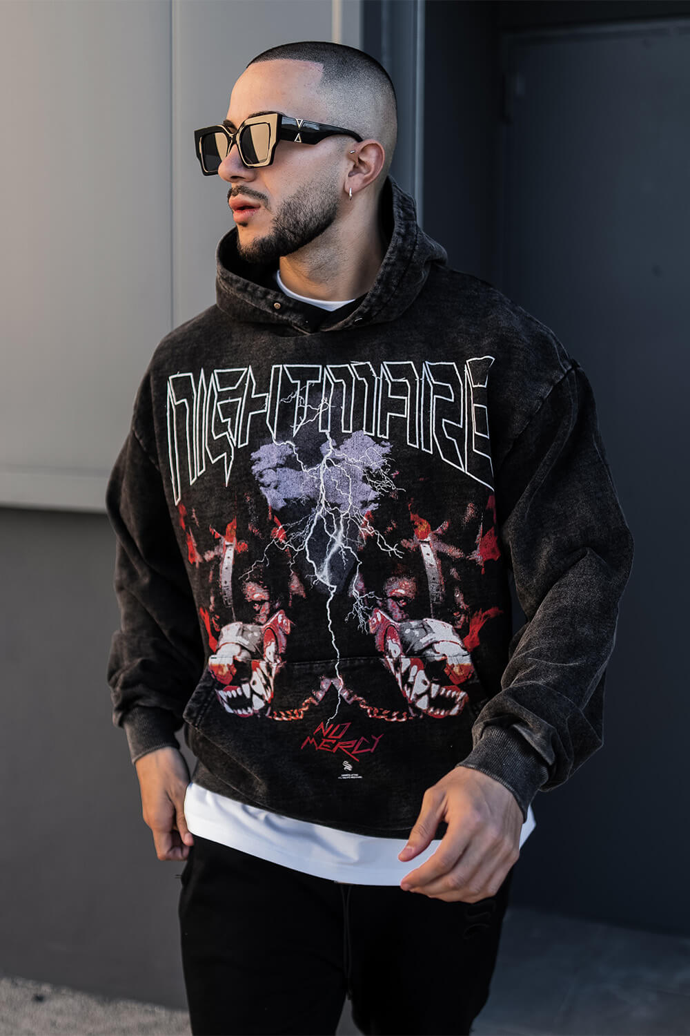 Doberman No Mercy Hoodie - Acid Black