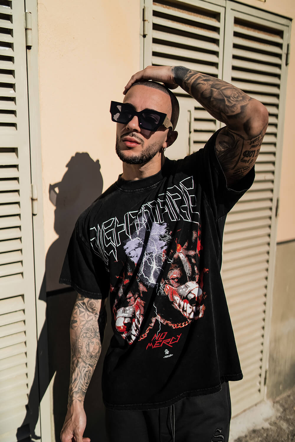 Doberman No Mercy Tee - Acid Black