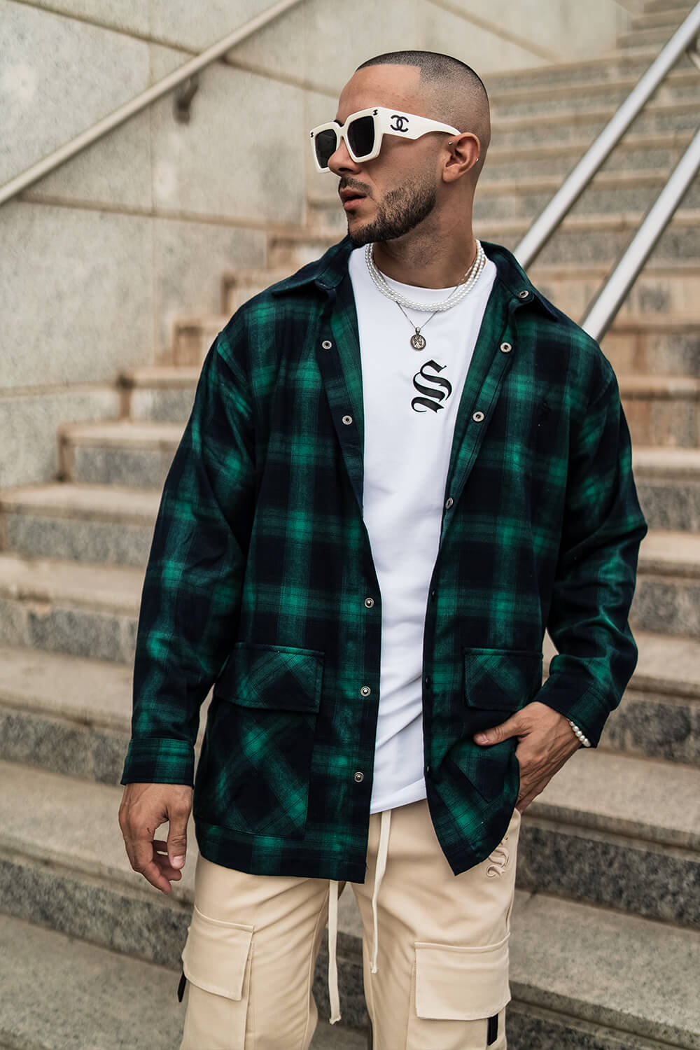 Gothic Flannel Check Shirt - Green