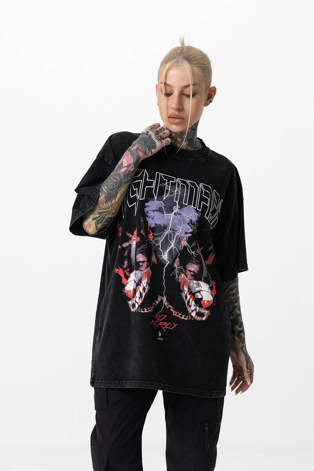 Doberman No Mercy Tee - Acid Black