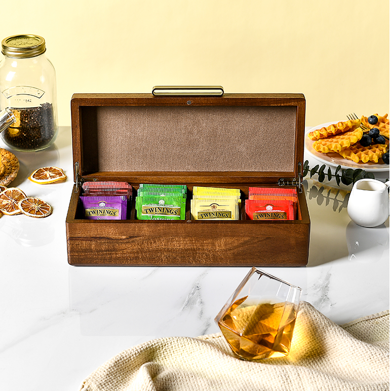 Acacia Wood Tea Box Organizer 8 Removable Slots – World of shanik