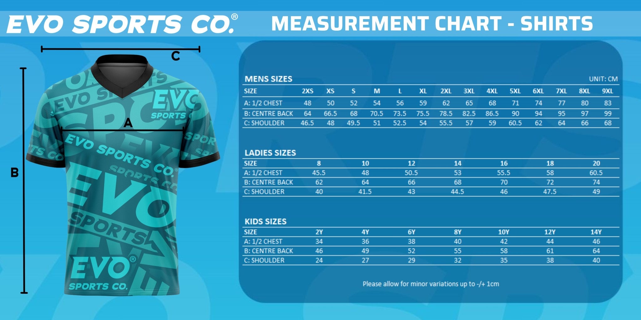 Custom Shirt Size Chart