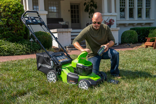 Greenworks 21" self-propelled battery-powered lawn mower