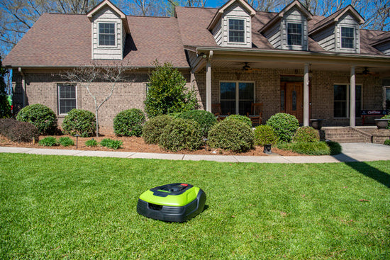 Greenworks Optimow Robotic Lawn Mower in use