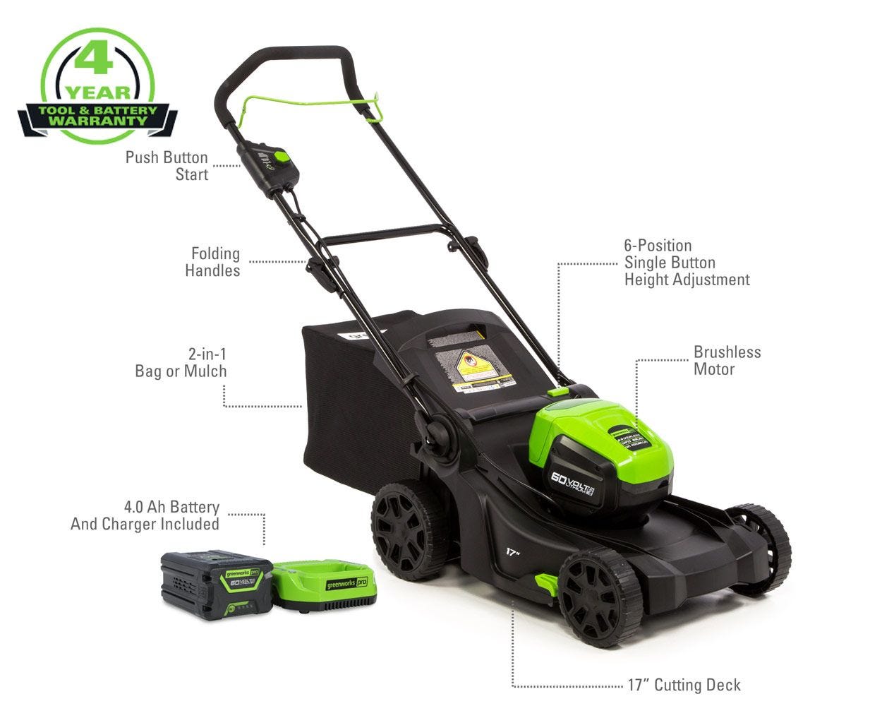 greenworks lawn mower bag