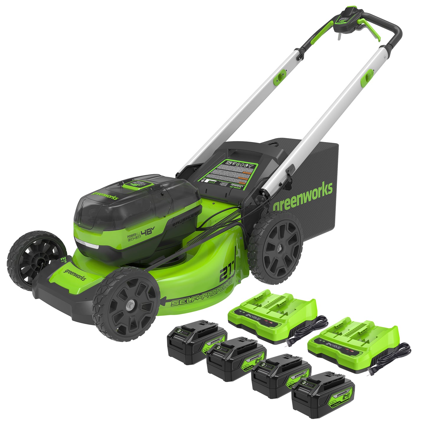 greenworks 24v 18 self propelled battery powered lawn mower green