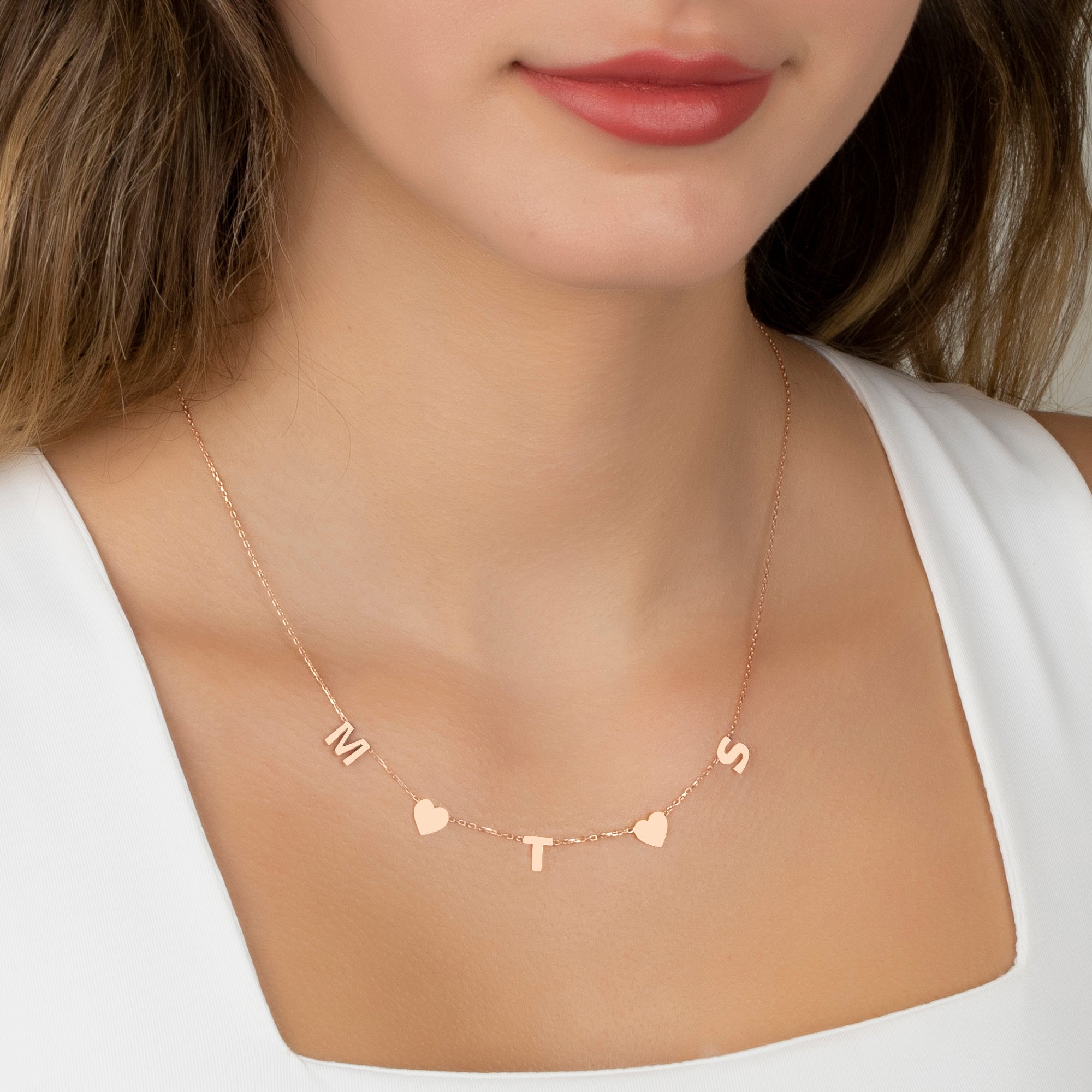 necklace with letter and heart