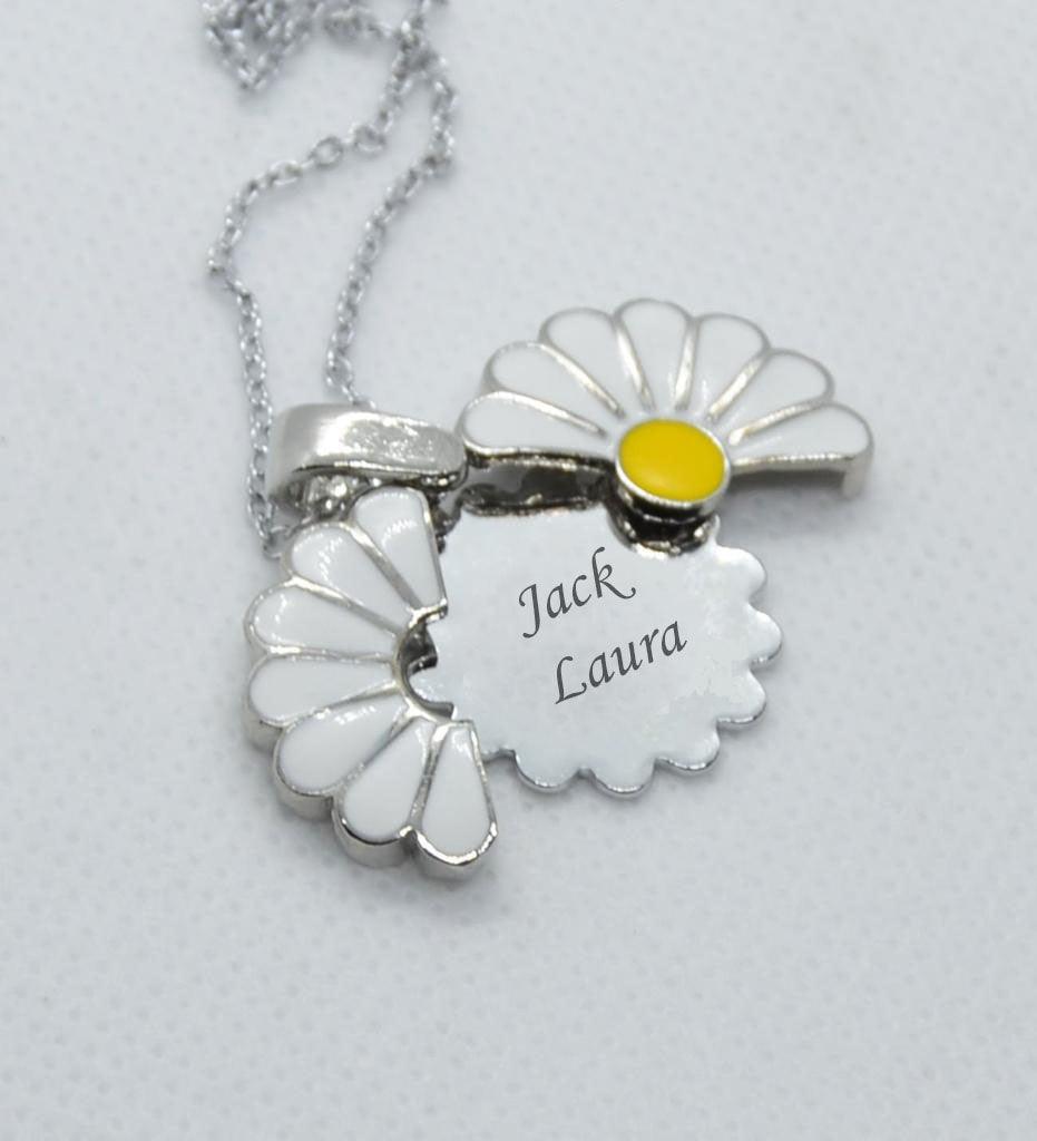 silver daisy necklace pendant