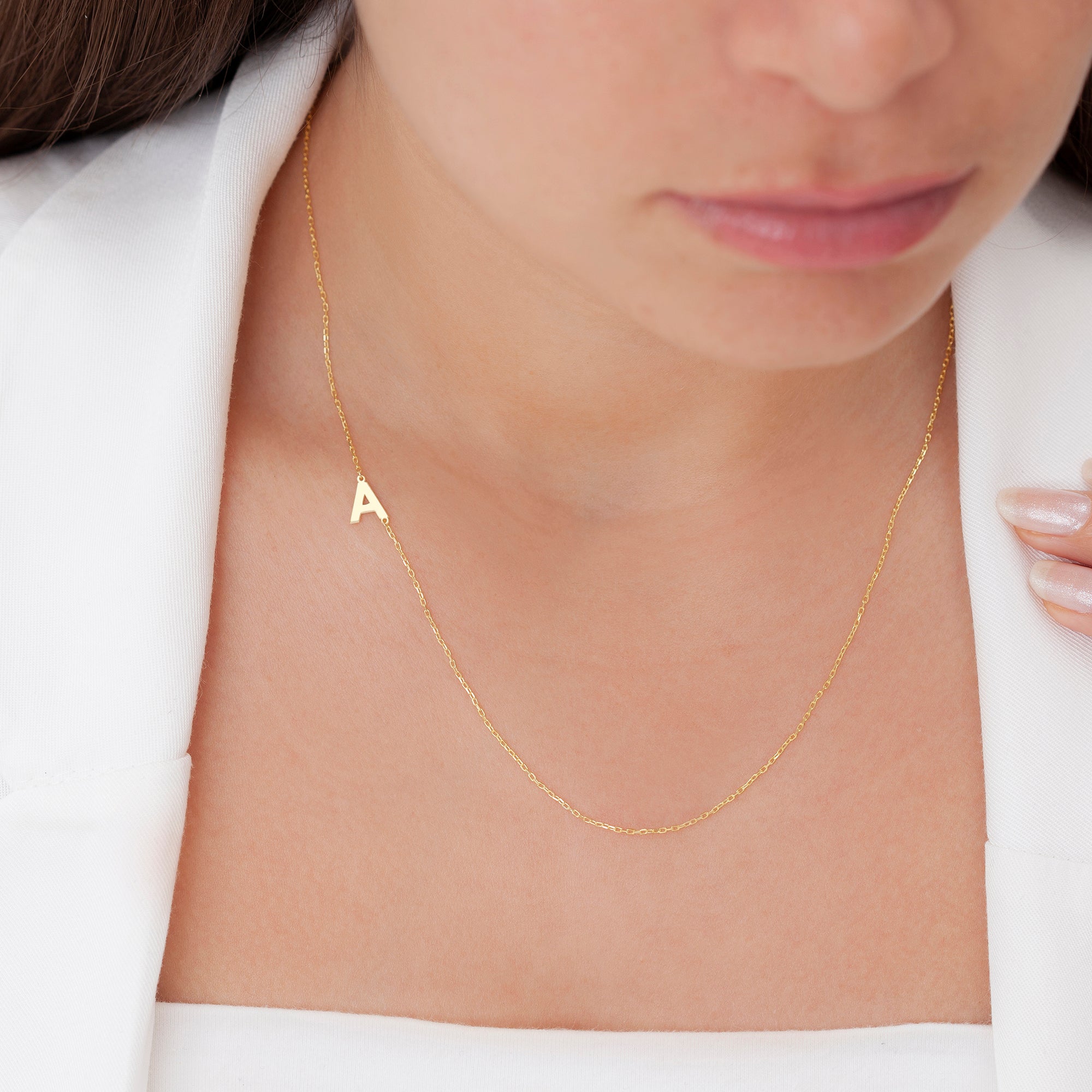 Buy Sideways Initial Necklace, Gold Letter Necklace, Delicate Diamond Gold  Personalized Nameplate, Dainty Simple Necklace, Everyday Jewelry Online in  India - Etsy