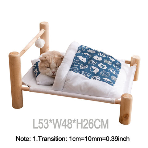 Wooden Cat Bed w/ Hammock
