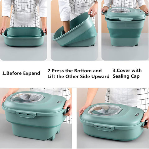 Large Capacity Airtight Pet Food Storage Container Foldable Dogcat