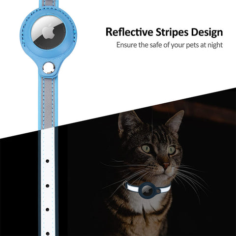 AirTag Cat Leather Collar - GPS Finder & Anti-Lost | GROOMY