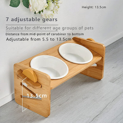  TAMAYKIM Ceramic Elevated Dog Bowls Adjusts to 3