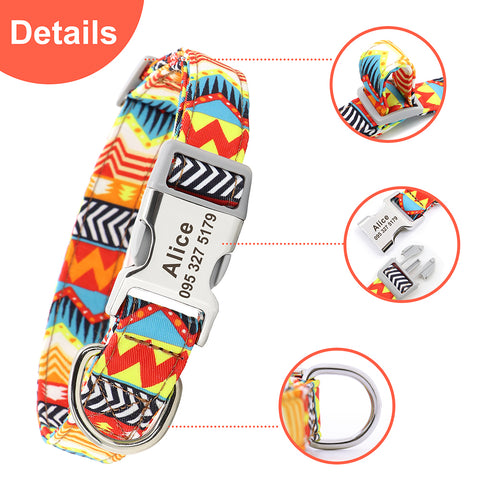 Personalized Dog Collar  w/ Patterns- Engrave Your Pet's ID - Groomy