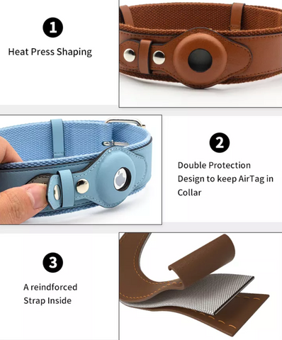 AirTag Leather Collar for Dog & Cat - Premium Quality | GROOMY