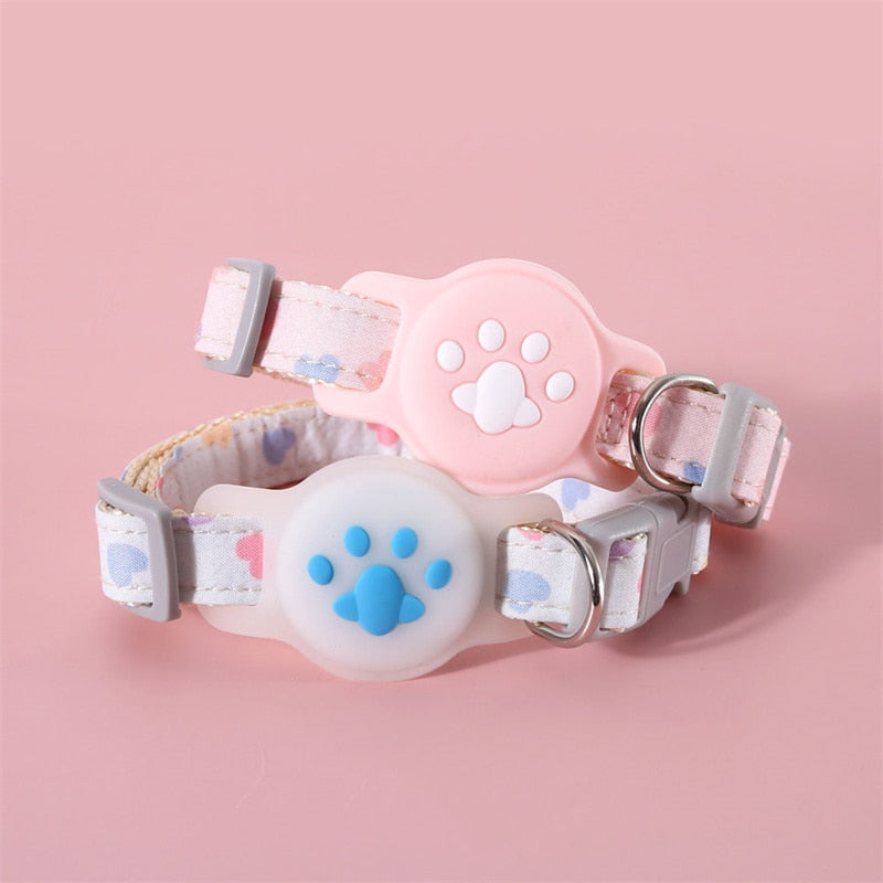 Collar de gato - Pink Little Daisy Cat Collar Airtag impermeable