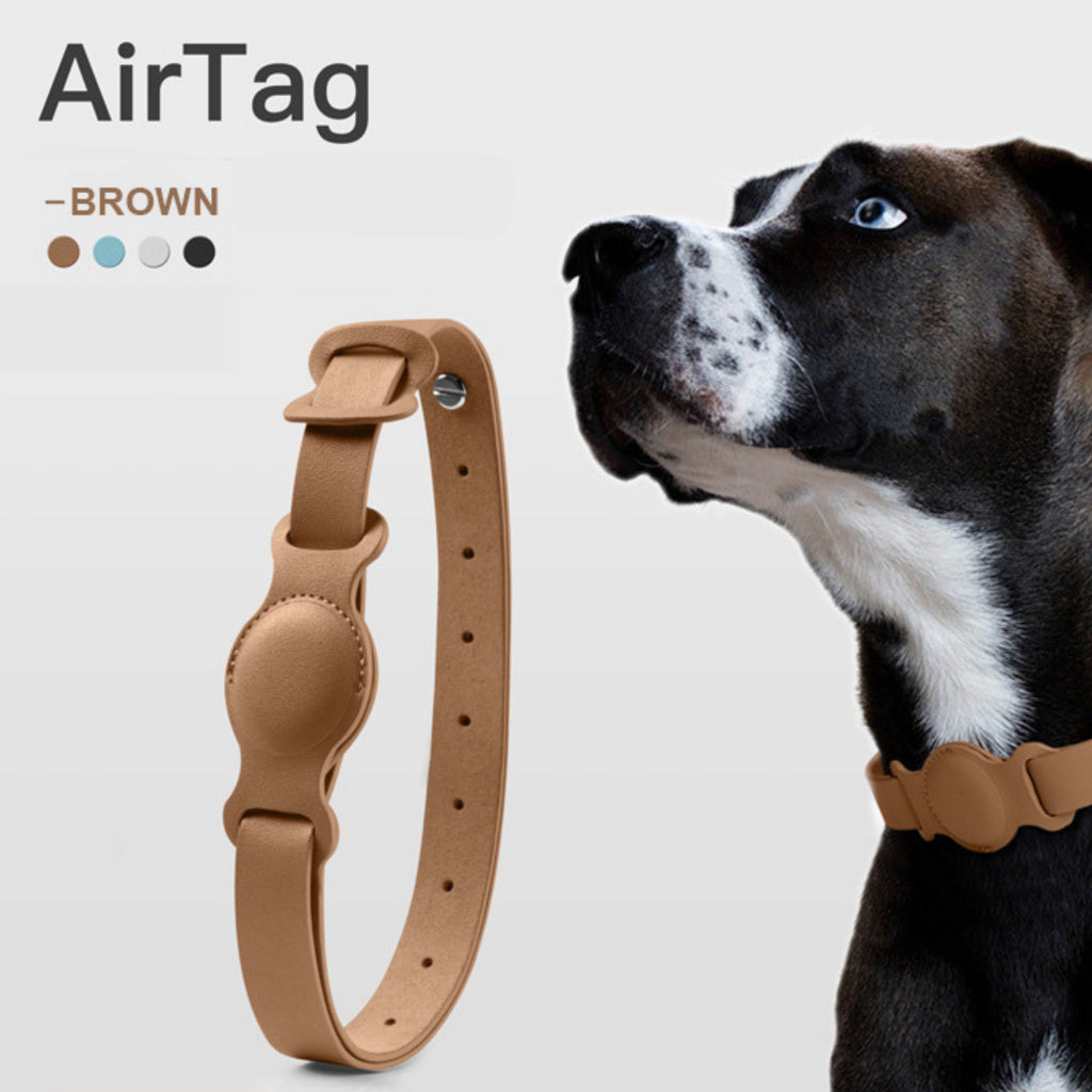 Collar de cuero auténtico para perro Airtag, accesorio para mascotas de  alta resistencia con soporte para Airtag