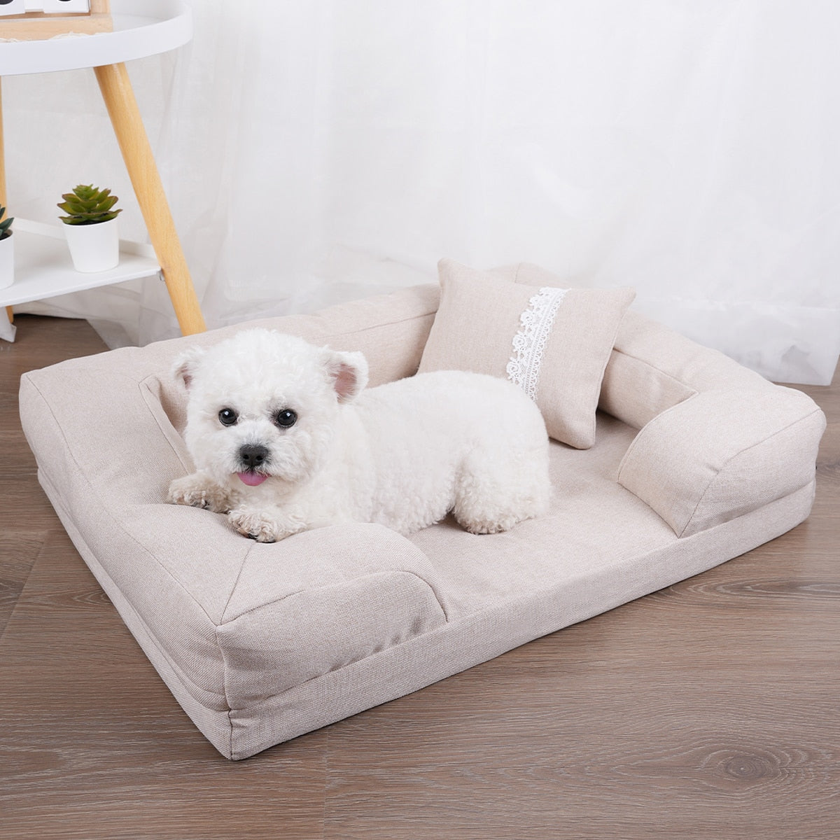 Dog Sofa Bed w/ Washable Plush Cushion-image-1