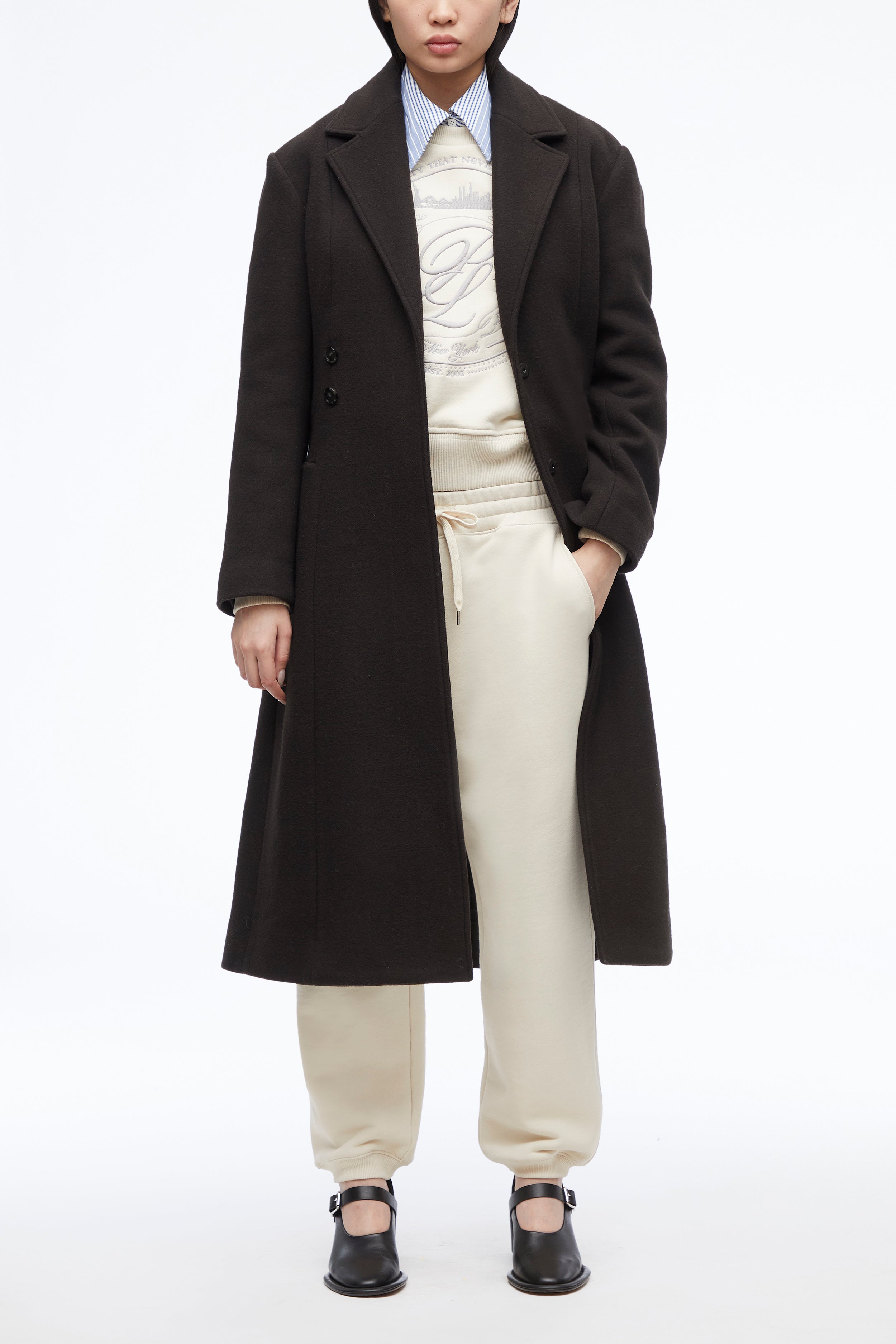 Wrap Chamois Coat with Ribbed Sleeves