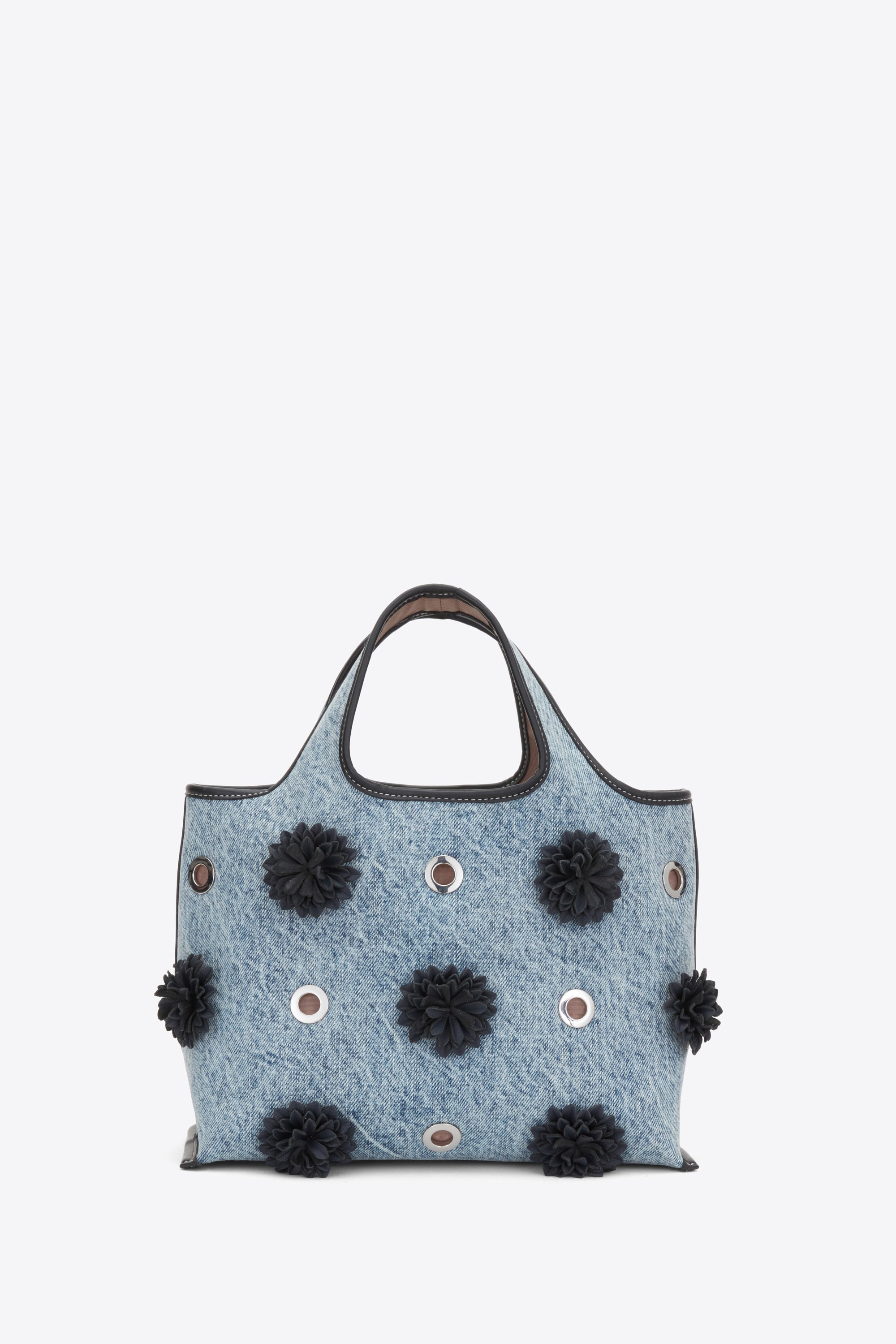 3.1 Phillip Lim Denim Mini Market Tote With Leather Flowers
